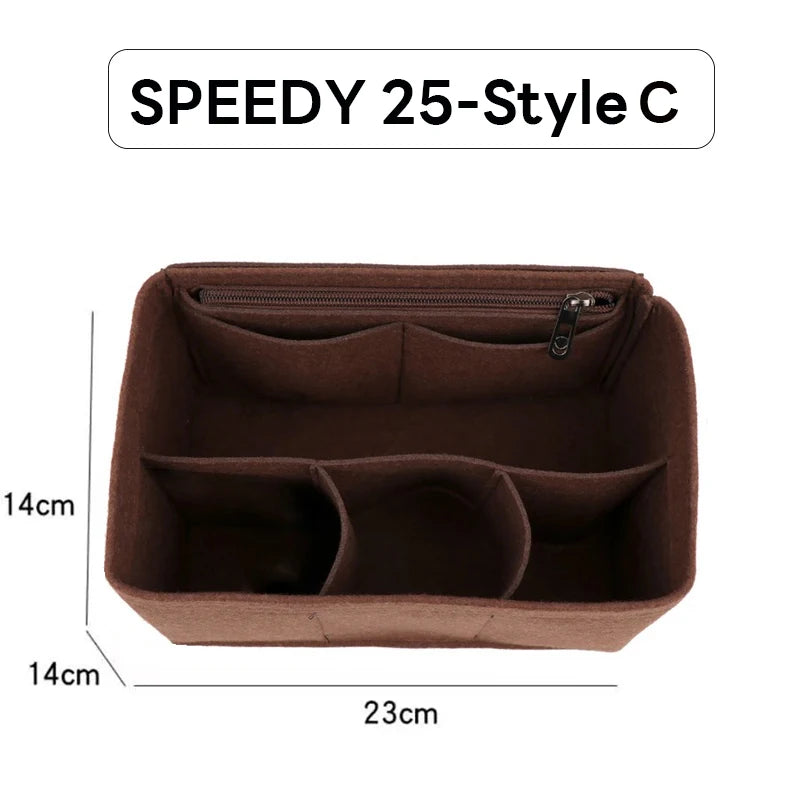 Wyjmowany filcowy organizer do torebki Luxury Handbag Speedy 25/30/35 – wkładka porządkująca, kosmetyczka, usztywniacz i wewnętrzna saszetka podróżna