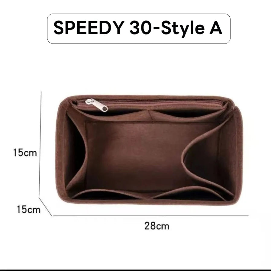 Wyjmowany filcowy organizer do torebki Luxury Handbag Speedy 25/30/35 – wkładka porządkująca, kosmetyczka, usztywniacz i wewnętrzna saszetka podróżna