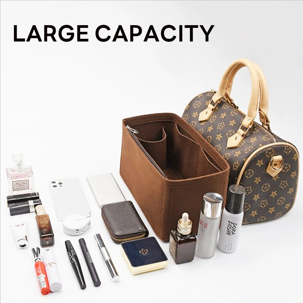 Wyjmowany filcowy organizer do torebki Luxury Handbag Speedy 25/30/35 – wkładka porządkująca, kosmetyczka, usztywniacz i wewnętrzna saszetka podróżna