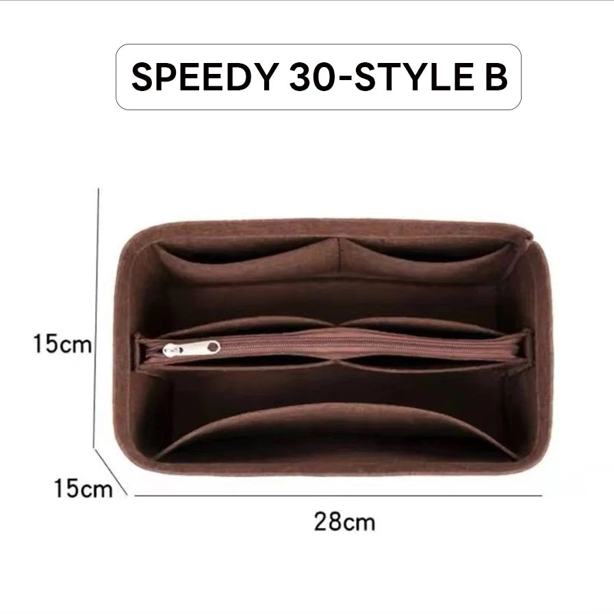 Wyjmowany filcowy organizer do torebki Luxury Handbag Speedy 25/30/35 – wkładka porządkująca, kosmetyczka, usztywniacz i wewnętrzna saszetka podróżna