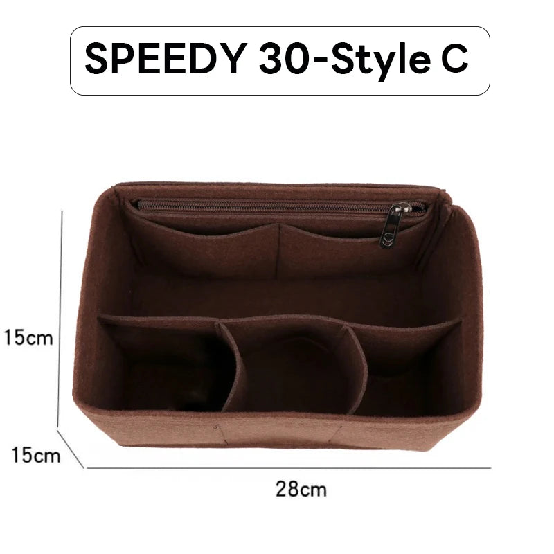 Wyjmowany filcowy organizer do torebki Luxury Handbag Speedy 25/30/35 – wkładka porządkująca, kosmetyczka, usztywniacz i wewnętrzna saszetka podróżna
