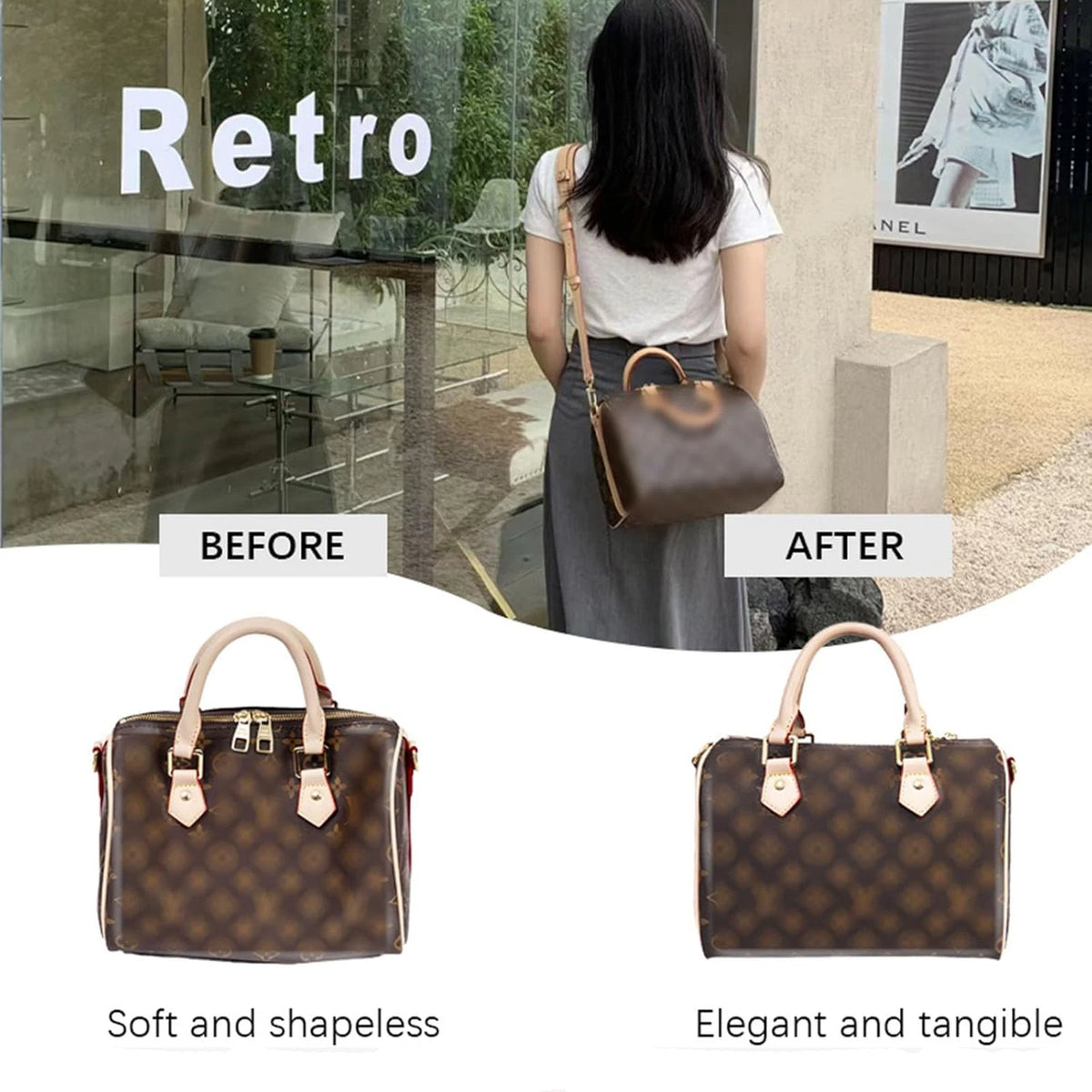 Wyjmowany filcowy organizer do torebki Luxury Handbag Speedy 25/30/35 – wkładka porządkująca, kosmetyczka, usztywniacz i wewnętrzna saszetka podróżna