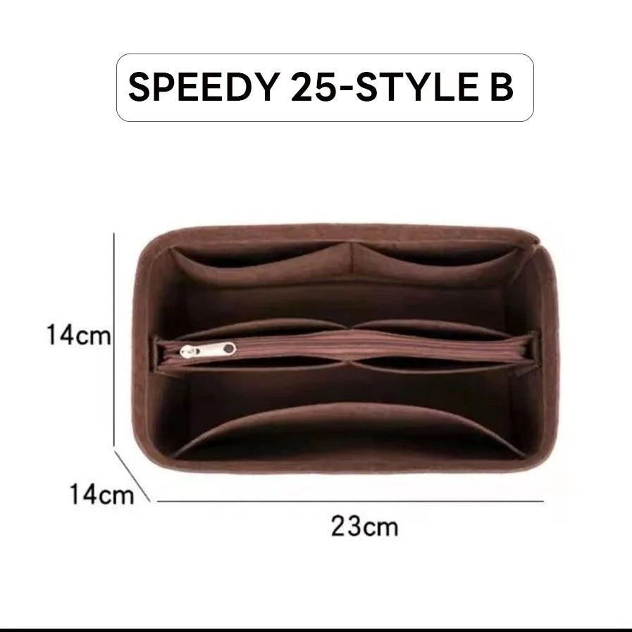 Wyjmowany filcowy organizer do torebki Luxury Handbag Speedy 25/30/35 – wkładka porządkująca, kosmetyczka, usztywniacz i wewnętrzna saszetka podróżna