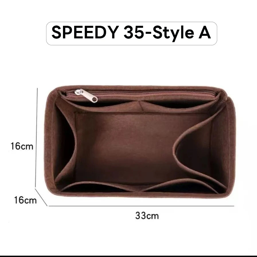 Wyjmowany filcowy organizer do torebki Luxury Handbag Speedy 25/30/35 – wkładka porządkująca, kosmetyczka, usztywniacz i wewnętrzna saszetka podróżna