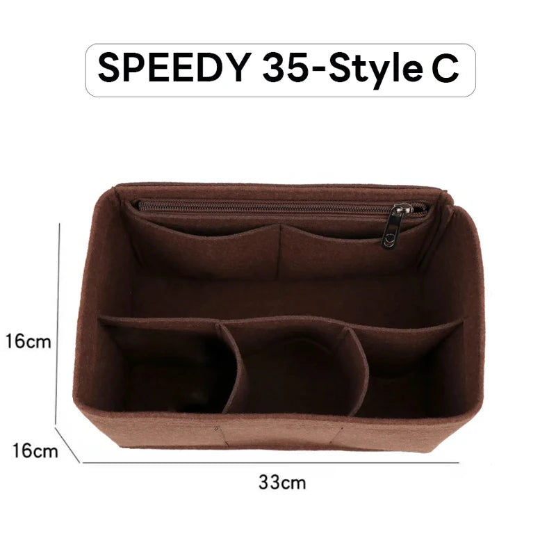 Wyjmowany filcowy organizer do torebki Luxury Handbag Speedy 25/30/35 – wkładka porządkująca, kosmetyczka, usztywniacz i wewnętrzna saszetka podróżna