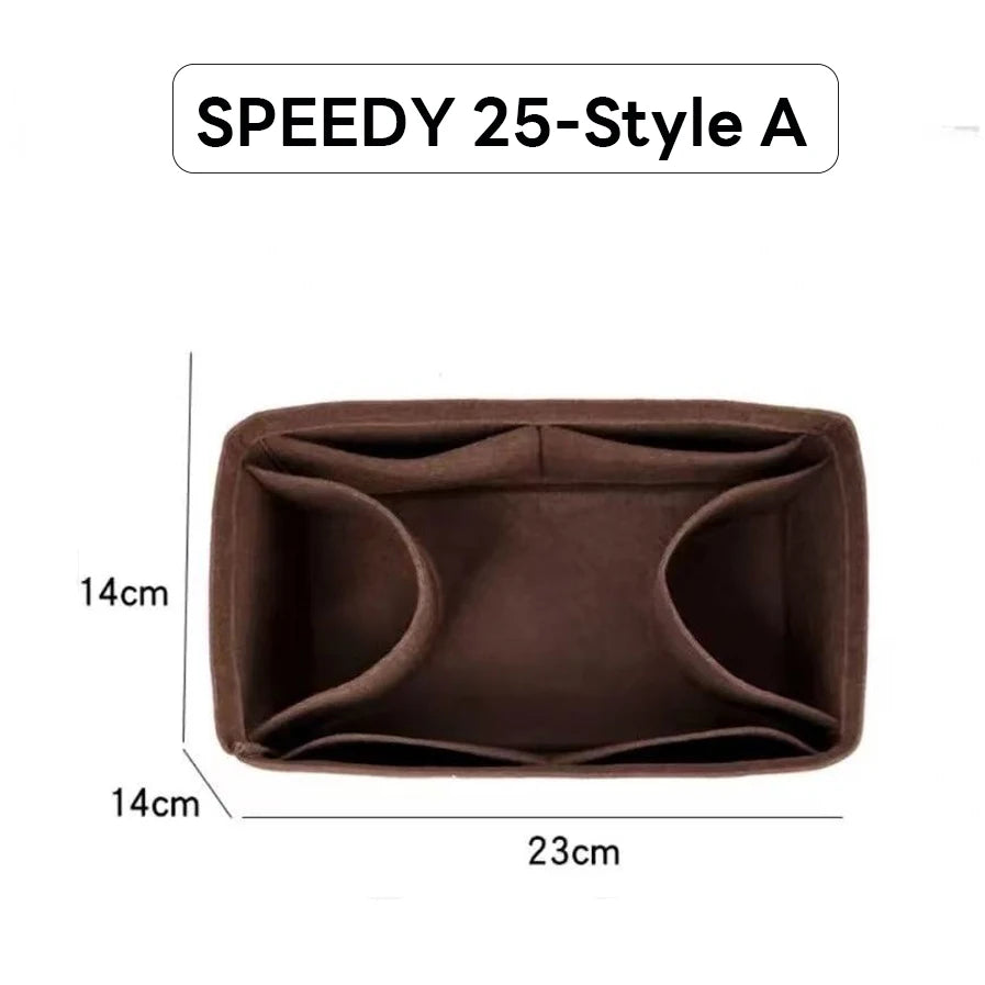 Wyjmowany filcowy organizer do torebki Luxury Handbag Speedy 25/30/35 – wkładka porządkująca, kosmetyczka, usztywniacz i wewnętrzna saszetka podróżna