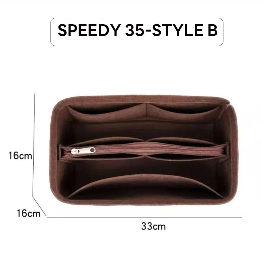Wyjmowany filcowy organizer do torebki Luxury Handbag Speedy 25/30/35 – wkładka porządkująca, kosmetyczka, usztywniacz i wewnętrzna saszetka podróżna